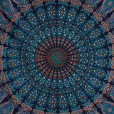 Bless International Handmade Indian hippie Bohemian Psychedelic Peacock Mandala Wall hanging College Dorm Beach Throws Table Cloth Bedding Tapestry (Blue Green, Medium(54x60Inches)(137x152cms))