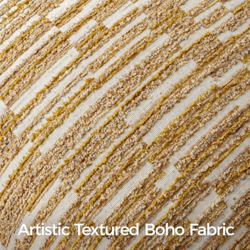 Boho Striped Decorative Throw Pillow Covers 20"X12"Set of 2 Mustard Yellow