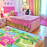 HUAHOO Pink Girls Bedroom Rugs Cartoon Castle Kids Rug Bedroom Floor Rugs Nylon Cartoon Kids Living Room Carpet (100cm*133cm(39''*52''))