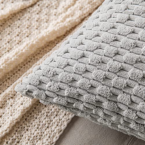 MIULEE Lumbar Decorative Throw Pillow Covers 12x20 Light Grey Corduroy