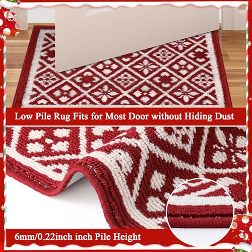 Christmas Hallway Runner Rug Washable Red Xmas Kitchen Mat 2x6 ft