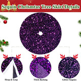 MODFUNS Purple Christmas Tree Skirt 36 Inch Sequin Xmas Tree Skirt Halloween Christmas Tree Skirt Sequins Tree Carpet Halloween Ornament Xmas Tree Skirt Mat Glitter Tree Skirts for Party