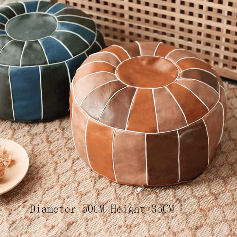 Leather Pouf Cover Sofa Footstool Unstuffed Living Room Bedroom Cushion Covers