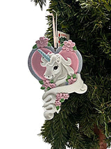 Kurt S. Adler White Unicorn Horse with Pink Heart Christmas Ornament Holiday Decoration W8285, Resin