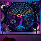 AACKart Blacklight Tapestry for Bedroom - Spiritual Tree of Life Wall Tapestry Glow in the Dark Wall Hanging 59.1 x 51.2 inches