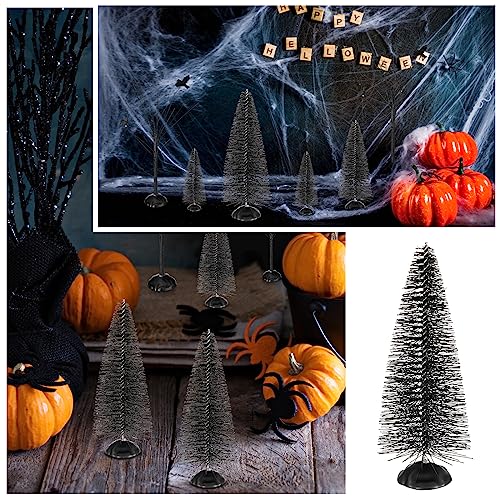 12 Pieces Christmas Village Trees Tabletop Mini Snow Model Frost Bottle Brush Trees Halloween Winter Tabletop Displays Miniature Village Christmas Decor Accessory Figurine(Classic Style)