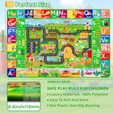 Kids Rug for Car Toy Farm Track View, Farm Life Road Traffic for Playroom Kids, Educational Play Mat for Toddlers Nursery Classroom (3-ABC Farm, S-59×39.4")
