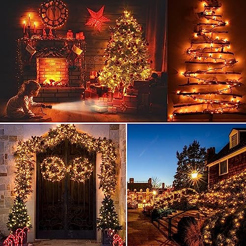 BrizLabs Clear Christmas Lights Outdoor 300 Count 69.6ft Incandescent Christmas Lights Connectable Warm White Light String UL Certified Xmas Mini Light Green Wire for Indoor Tree Holiday Party Decor