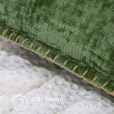 decorUhome Fall Chenille Soft Cozy Throw Pillow Covers 18x18 Set of 2, Modern Farmhouse Boho Velvet Decorative Pillow Cases with Stitched Edge for Couch Sofa Bed Home Decor, Forest Green