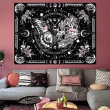 Fungarth Skeleton Butterfly Tapestry Pink Skull Hippie Mushroom Plants Tapestry for Bedroom Moon phase Aesthetic Tapestries Wall Hanging for Living Room Dorm (Pink, 48” x 36”)
