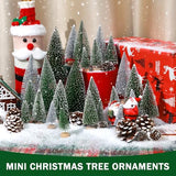 Set of 35PCS Mini Christmas Tree, Christmas Pine Cones, 2oz Fake Snow Powder, Mixed Christmas Decoration, Xmas Village Displays Winter DIY Crafts (Classic Green)