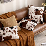 Pack of 2 Luxury Faux Fur Throw Pillow Covers Cowhide Decorative Soft Fluffy Plush Couch Throws Brindle Cushion Covers for Couch Living Room Sofa Bedroom 18x18 Inch