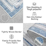 Bordered 3x5 Washable Rug,Modern Printed Area Rug for Entryway Non Slip Indoor, Blue Non Shedding Entryway Ultra Thin Carpet for Office Bedroom Living Room Decor