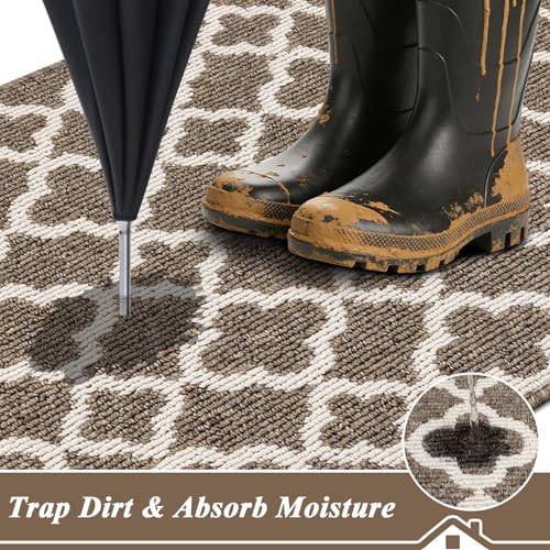 Runner Rug for Hallway 2×5feet Non Slip Kitchen Runners, Brown