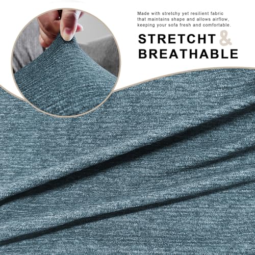 URBANLIFE Stretch Sofa Covers & Loveseat Couch Covers for Living Room Slipcover Set, 2-Pieces Machine Washable Couch Cover, Dusk Blue Gray