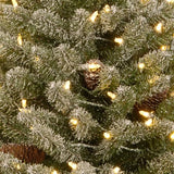 National Tree Company 3 ft Pre-Lit Mini Flocked Artificial Christmas Tree, Pinecones, 50 Clear LED Lights, Timer, 130 Tips, Burlap Base, Green