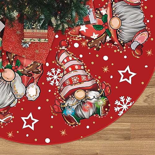 Christmas Tree Skirt Red Tree Skirt Glitter Gnomes Snowflake Xmas Winter Tree Skirt 48 Inch for Red Christmas Indoor Outdoor Decorations