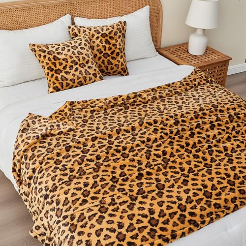 FY FIBER HOUSE Leopard Print Throw Blanket Valentines Day Gifts for Men Thick Soft Fuzzy Cheetah Print Blanket Room Decor for Bed Couch Sofa - 50"x60", Dark Brown