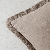 MIULEE Linen Fringe Decorative Fall Euro Throw Pillow Covers Dune 22x22