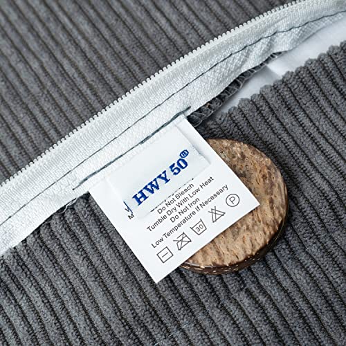HWY 50 Grey Chenille Throw Pillow Covers 16x16 Inch Buttons Pack of 2
