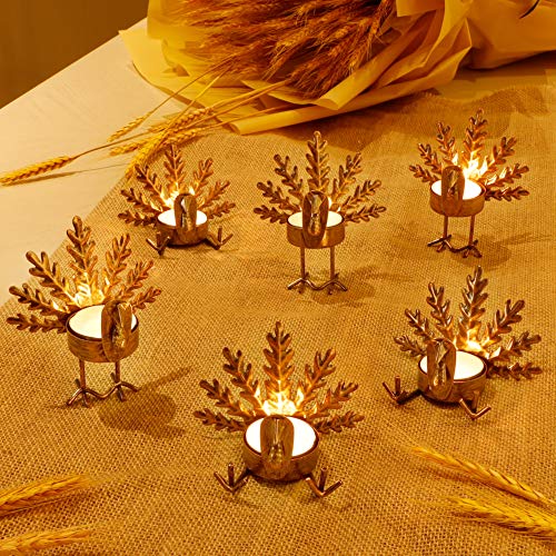 Metal Turkey Tea Light Candle Holders, Thanksgiving Candle Holder, Turkey Candle Holder, Metal Candle Holder, Thanksgiving Home Table Decoration (6)