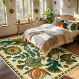 Joydeco Egypt Floral Boho Washable 6x9 Area Rugs for Living Room Bedroom