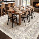 11x11 Square Washable Area Rug - Non-Slip Living Room Rugs Beige Gray