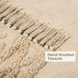 Uphome Boho Hallway Runner Rug 2' x 6', Khaki Cotton Washable Bathroom Rug Runner with Tassels, Hand Woven Tribal Kitchen Runners, Morrocan Accent Throw Carpet for Laundry Porch Bedroom Living Room