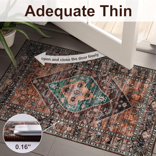 Washable 3x5 Area Rugs for Living Room, Non Slip Kitchen Ultra Thin Vintage Rugs,Small Lightweight Carpet for Living Room Dining Room Aesthetic