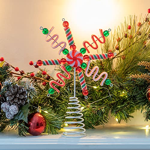 Ornativity Candy Snowflake Tree Topper - Peppermint Candy Cane Sour Belt Jelly Licorice Star Snowflakes Christmas Tree Top Decorations Xmas Holiday Toppers Decor 10"