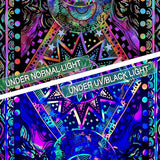 Blacklight Sun and Moon Tapestry Glow in The Dark Neon Hippie Bohemian Tapestries for Bedroom Aesthetic UV Reactive Purple Celestial Tie Dye Tapestry Wall Hanging for Living Room Dorm (40'' × 30'')