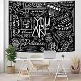 Fungarth Quote You Are Tapestry Classroom Positive Kids Tapestries Wall Hanging Inspirational Motivational Elementary Black and White Aesthetic Tapestry for Bedroom Living Room Dorm (Black, 48" x 36")