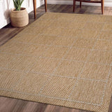 Beverly Rug Easy Jute Checkered Squared Rug 8x10 Washable Durable Indoor Outdoor Area Rugs for Living Dining Room Patio Office Stain Resistant Non Shedding Casual Indoor Outside Carpet 8 x 10 Natural