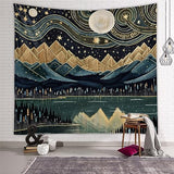 Tapzen Mountain Forest Tapestry - Boho Landscape Moon Stars Wall Hanging for Bedroom, Living Room, Classroom, Dorm (40 x 30 inches)