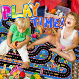 Kids Car Rug for Play Toy Cars, 31''x47'' Race Track Playmat Carpet Kid Play Road Rug for Playroom Classroom Kids Room,Karting Road Racing Track Floor Mat Rugs for Bedroom.