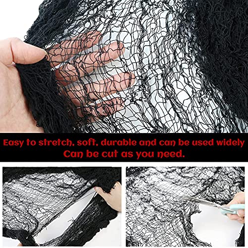 Qtisky Set of 5 Halloween Creepy Gauze Cloth Decoration, Indoor Outdoor Black Scary Halloween Gauze Tapestry Decor, Spooky Decorations for Home Wall Yard Haunted House Party Supplies, 72 x 30 inch