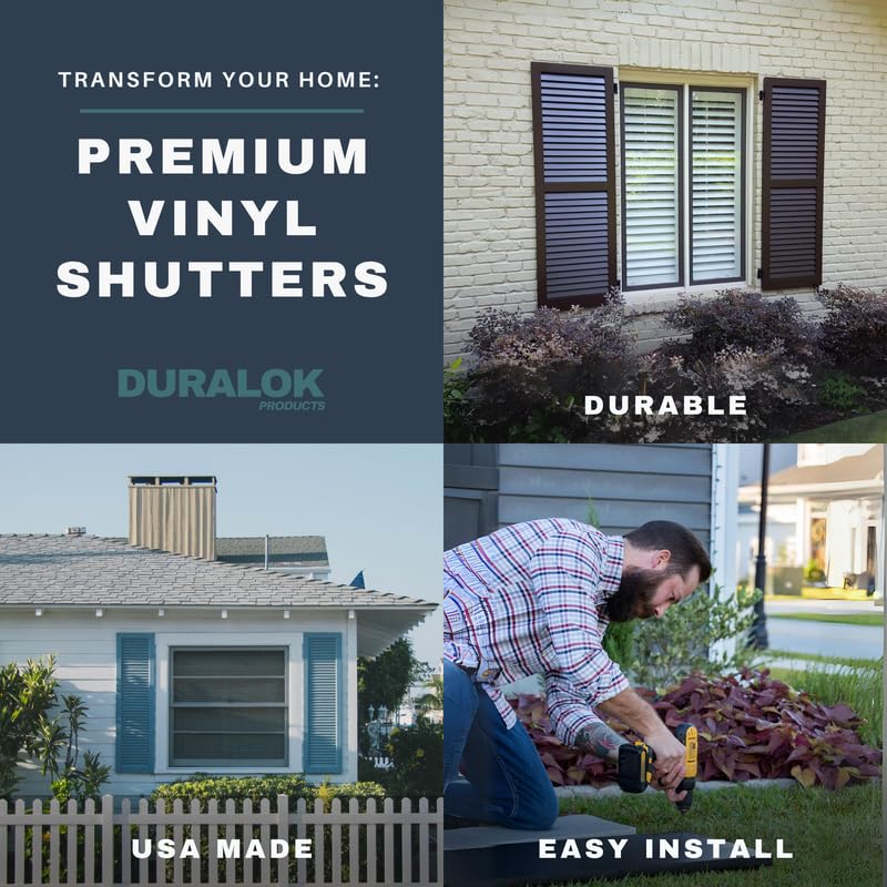 Vinyl Exterior Shutters | One Pair | Raised Two Panel 50/50 Split Exterior Window Shutters | 18" x 48" | Black | Simple Installation + Hardware Included | Made in The US