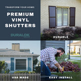 Vinyl Exterior Shutters | One Pair | Raised Two Panel 50/50 Split Exterior Window Shutters | 18" x 48" | Black | Simple Installation + Hardware Included | Made in The US