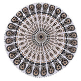 Mandala Floor Pillow Cushion Seating Throw Cover Hippie Decorative Bohemian Ottoman Poufs, Pom Pom Pillow Cases,Boho Indian (32 Inches, Gold Black)