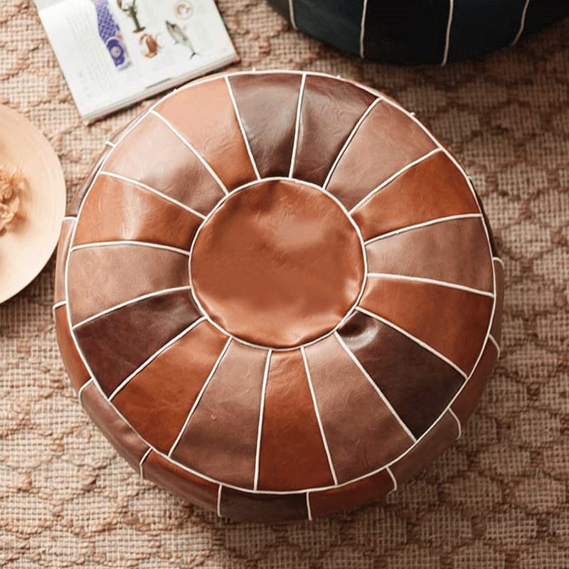 Leather Pouf Cover Sofa Footstool Unstuffed Living Room Bedroom Cushion Covers