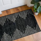 Rugshop Bohemian Stripe Stain Resistant Area Rug Black 2'7" x 4'