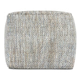 SIMPLIHOME Nate Square Pouf - 18 inch Wide Upholstered Handwoven Cotton Ottoman in Grey Melange, Boho Footstool or Extra Seating for Living Room or Bedroom with Polystyrene EPS Beads, Assembled
