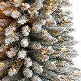 Nearly Natural 11ft. Flocked Pencil Artificial Christmas Tree with 850 Clear Lights and 1435 Bendable Branches