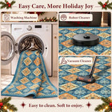 Blue Christmas Rug 2x3, Washable Rug for Entryway, Checkered