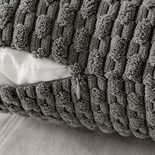 MIULEE Lumbar Decorative Throw Pillow Covers 12x20 Dark Grey Corduroy