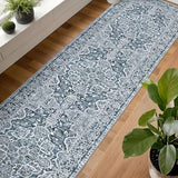 Vintage Washable Runner Rug 2.6x16 Long Hallway Kitchen Rugs Blue