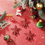 Hanaive 3 Pcs Mini Christmas Tree Topper Small Star Christmas Treetop Ornaments for Mini Tree Holiday Decorative Star for Xmas Home Decor(2.36 Inch,Glitter Red)