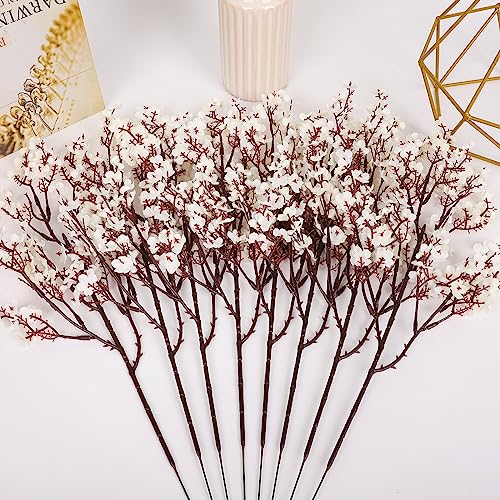 Babys Breath Artificial Flowers, 8 Bundles White Real Touch Fake Flowers Silk Flowers Bulk for Vase Home Office Wedding Spring Indoor Outdoor Centerpiece Table Party Decorations