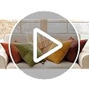 Topfinel Fall Burnt Orange Decorative Throw Pillows Covers 18x18 Inch Set of 4,Yellow Green Gradient Series Corduroy Striped Square Pillow Case,Western Modern Cushion Cover for Couch Sofa Bedroom