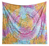 Popular Handicrafts Tapestry Wall Hanging Hippie Mandala Bohemian Hippy Medallion Psychedelic Ombre Design Indian Tapestries Bedspread 53 x 80 Iches (134cm x 203cm) Multicolor Tie Dye